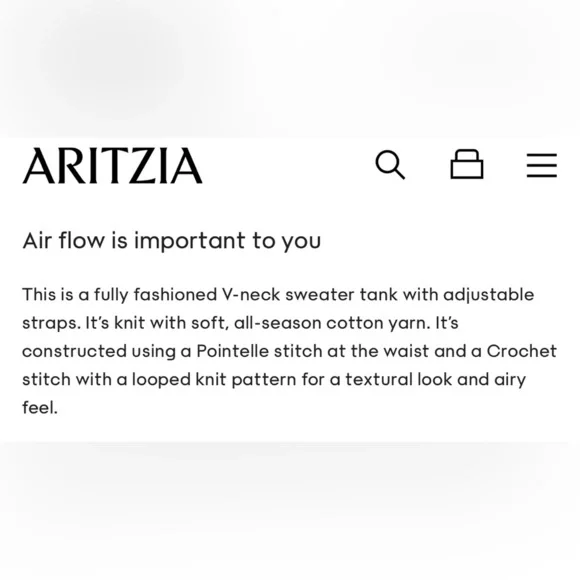 Aritzia Wilfred Evie Top Black V-neck crochet-knit sweater tank - Picture 8 of 13